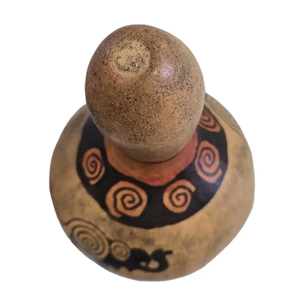 Vintage Hand-Painted Elephant Tribal Designs Gourd Kenya Folk Art 8